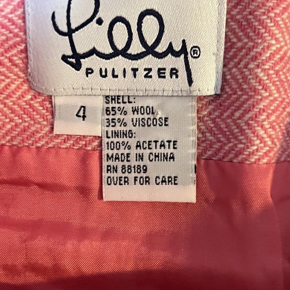 Lilly Pulitzer size 4 wool skirt with side wooden buttons side zip - Picture 2 of 6